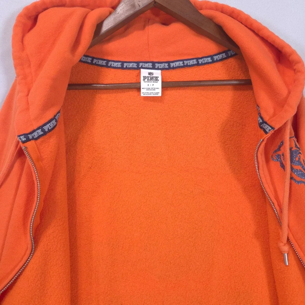Victoria's Secret PINK Chicago Bears Hoodie S Bling Full Zip Orange Y2K NFL Cozy - Picture 10 of 16